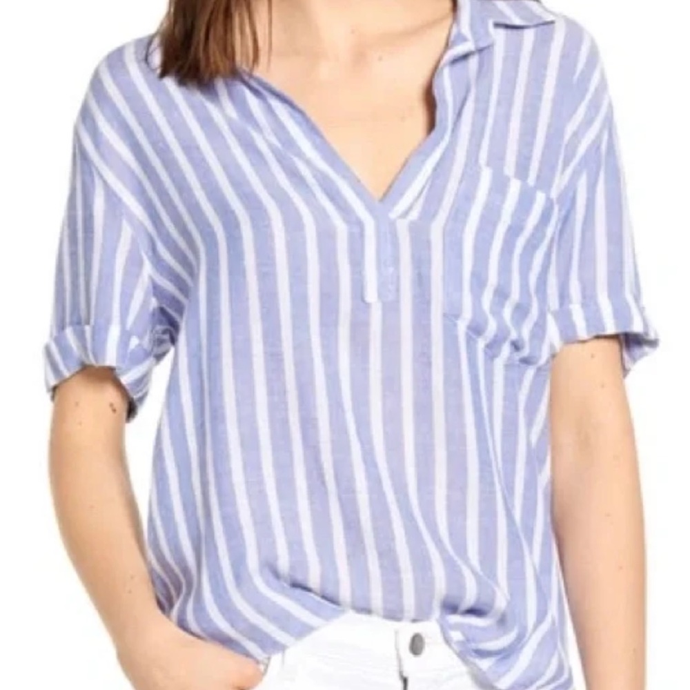 NWT Rails Savannah Linen Top in Juneau Stripe Size M
